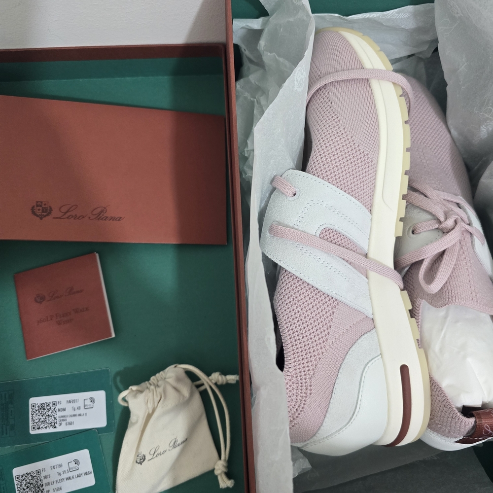 Loro Piana 360 LP Lady Flexy Walk Sneaker in Light Pink, (Size 39.5) NEW W Box